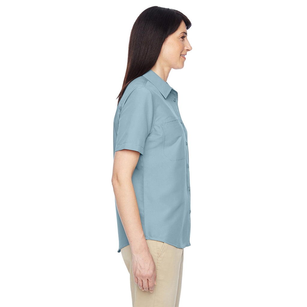 Harriton Women's Cloud Blue Key West Short-Sleeve Performance Staff Shirt