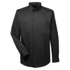 Harriton Men's Black Foundation 100% Cotton Long-Sleeve Twill Shirt with Teflon