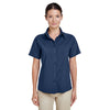 Harriton Women's Navy Paradise Short-Sleeve Performance Shirt