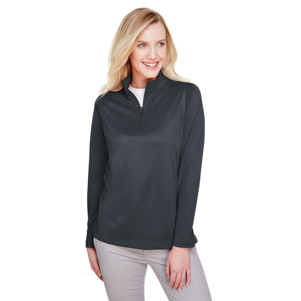 Harriton Women's Dark Charcoal Advantage Snag Protection Plus Quarter-Zip