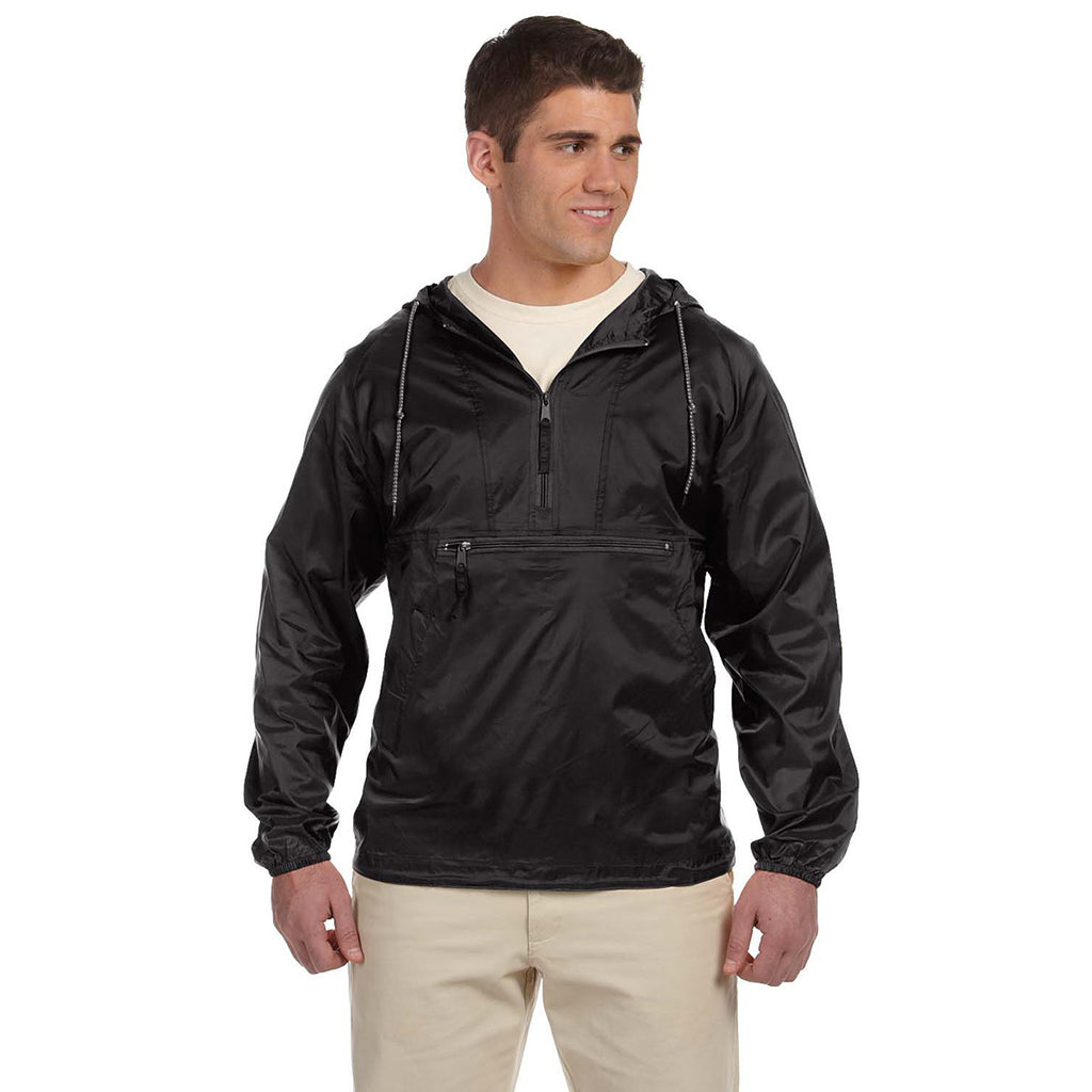 Harriton Men's Black Packable Nylon Jacket