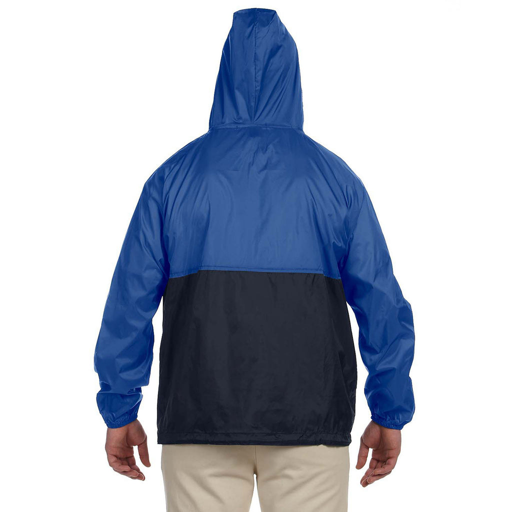 Harriton Men's Royal/Navy Packable Nylon Jacket