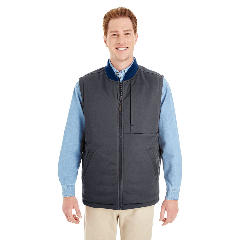 Harriton Men's Dark Navy/Dark Charcoal Dockside Interactive Reversible Freezer Vest