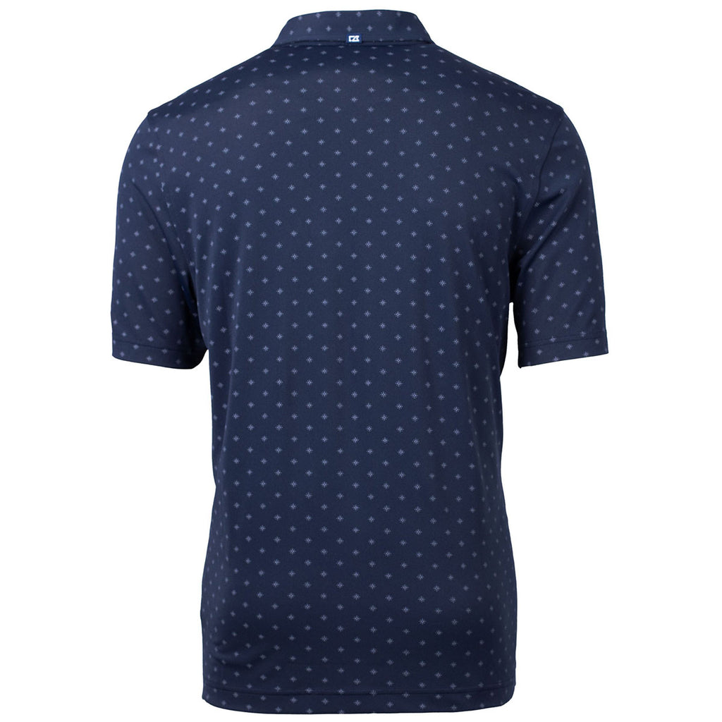 Cutter & Buck Men's Navy Blue Exp Pique Tile Print Recycled Polo