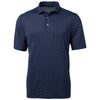 Cutter & Buck Men's Navy Blue Exp Pique Tile Print Recycled Polo