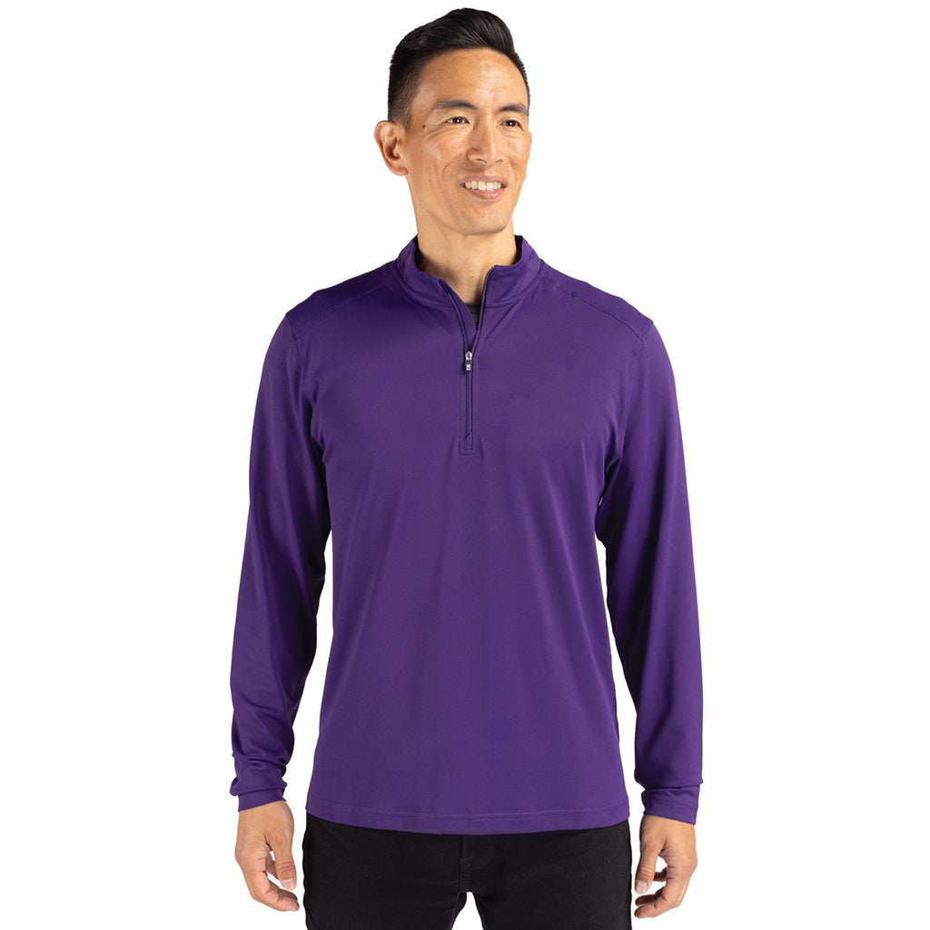 Cutter & Buck Men's College Purple Virtue Eco Pique Recycled Quarter Zip Pullover