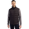 Cutter & Buck Men's Black Evoke Hybrid Eco Softshell Recycled Full Zip Vest