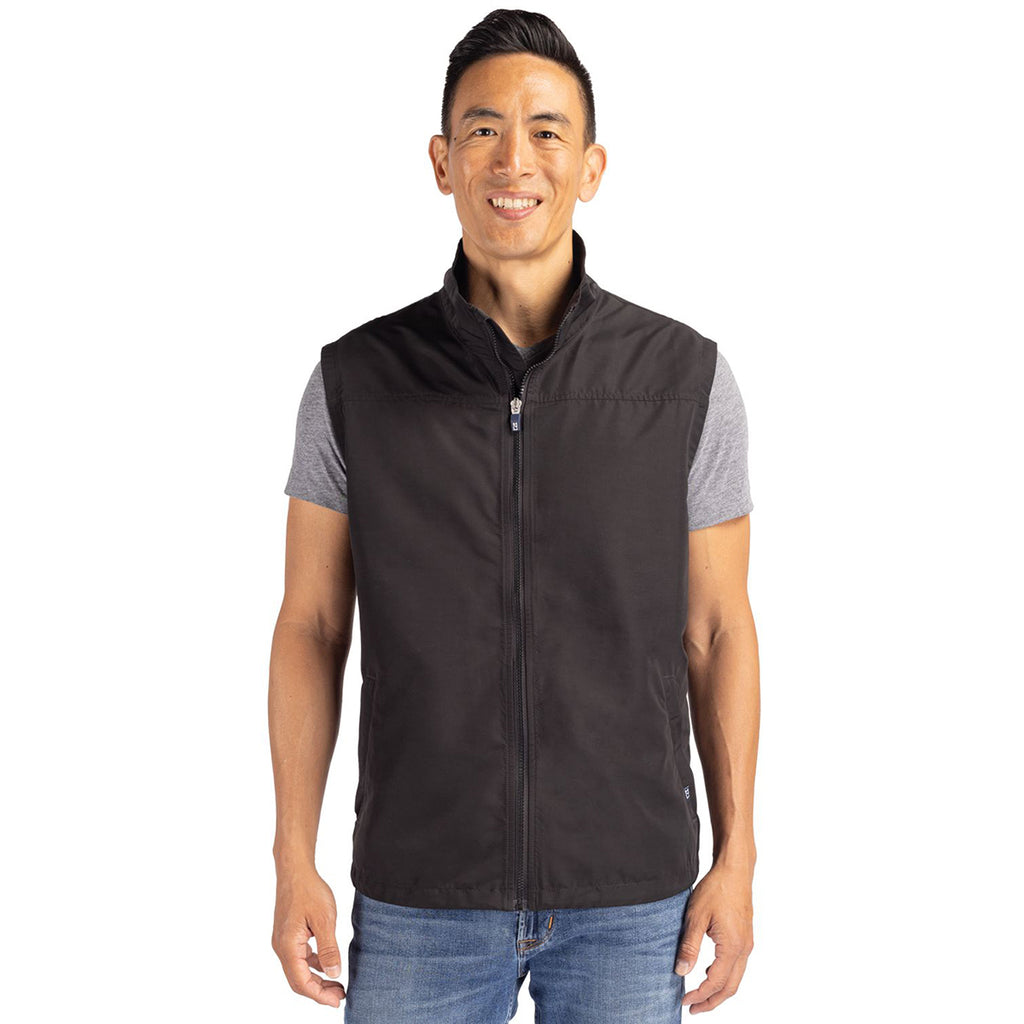 Cutter & Buck Men's Black Charter Eco Recycled Full-Zip Vest