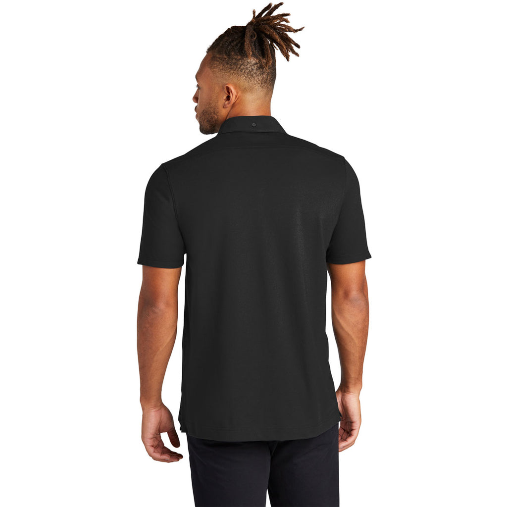 Mercer+Mettle Men's Deep Black Stretch Pique Full-Button Polo