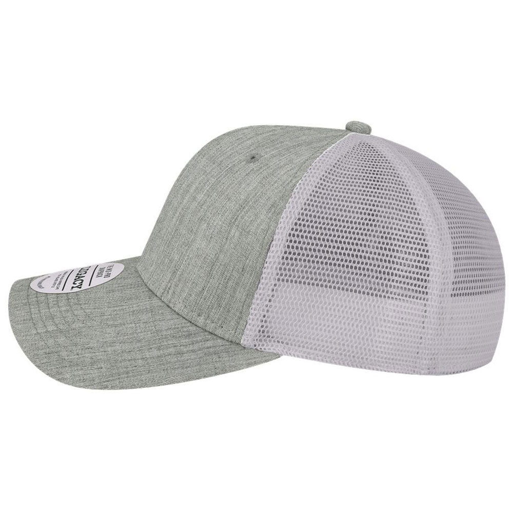 Legacy Melange Grey/White Mid-Pro Snapback Trucker Cap