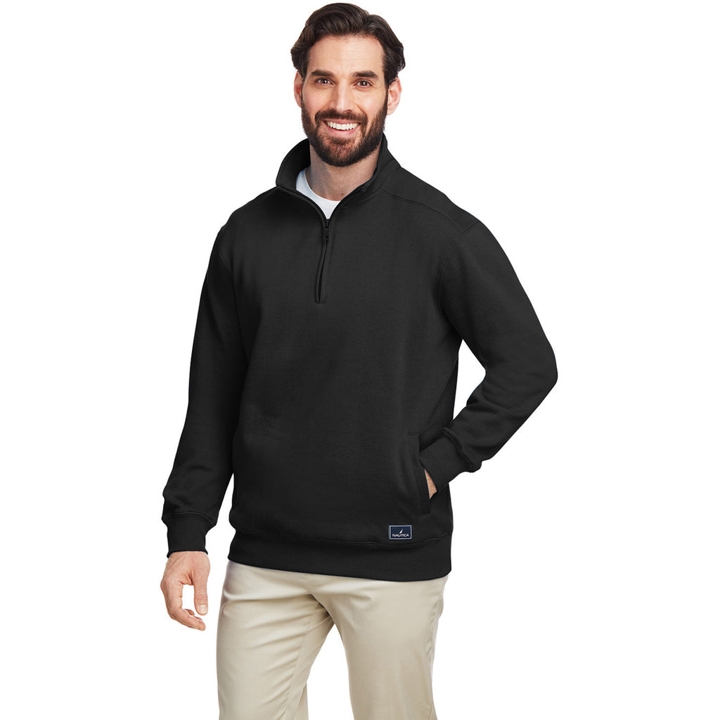 Nautica Men's Black Anchor Quarter-Zip Pullover