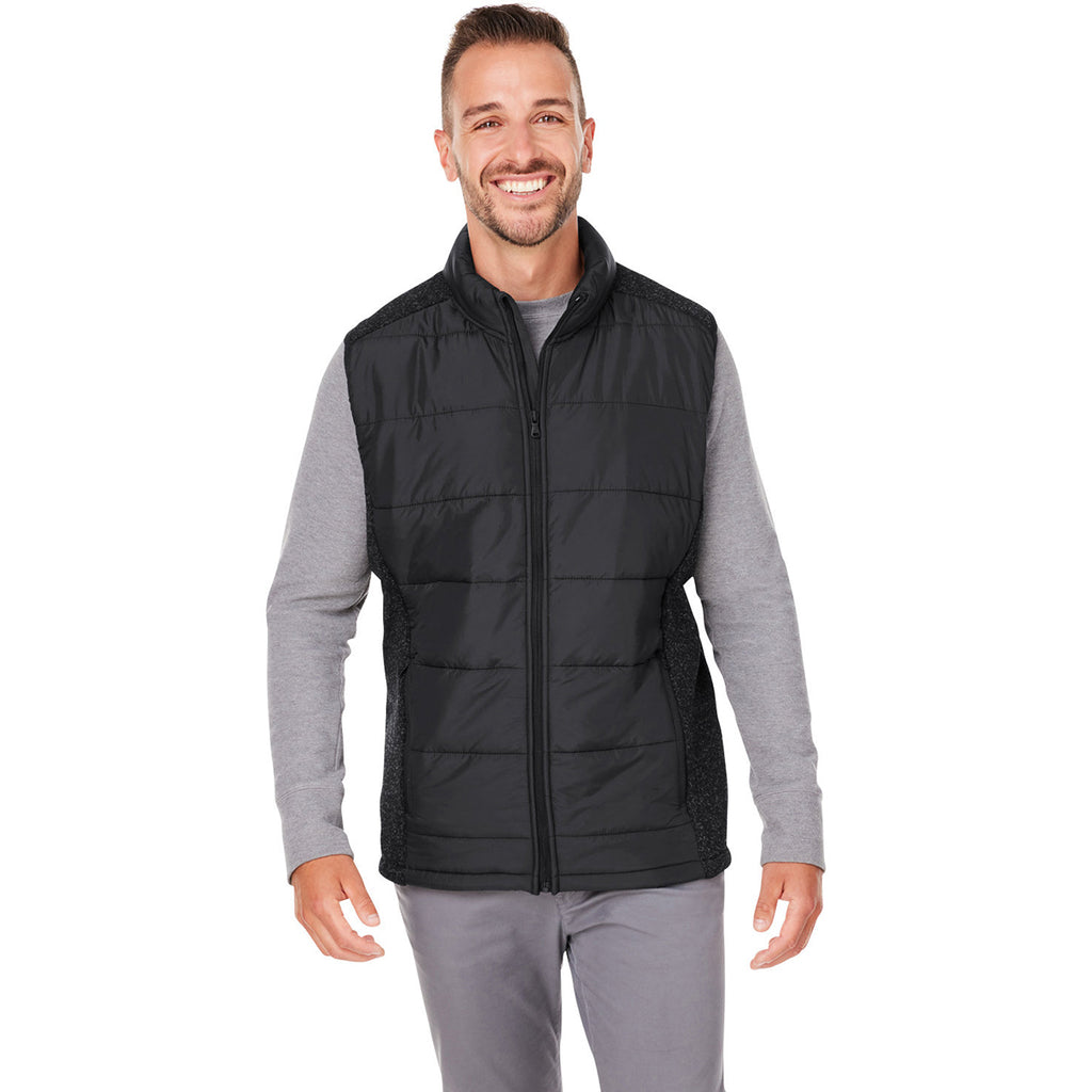 Nautica Men's Black/Black Heather Harbor Puffer Vest