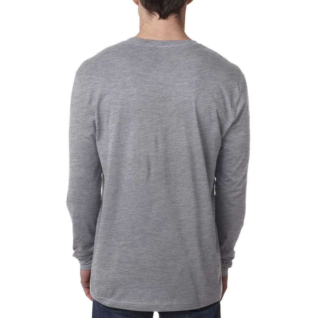 Next Level Men's Heather Grey Premium Fitted Long-Sleeve Crew Tee