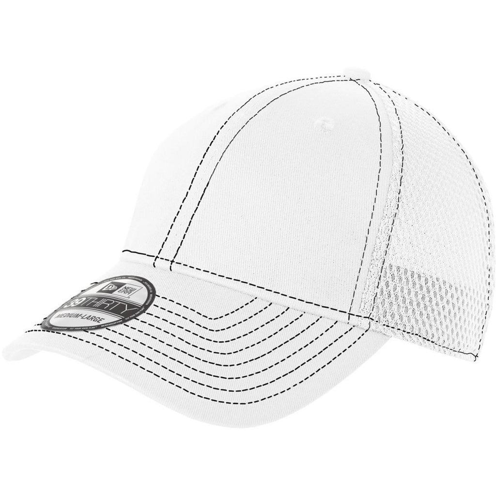 New Era 39THIRTY White/Black Stretch Mesh Contrast Stitch Cap