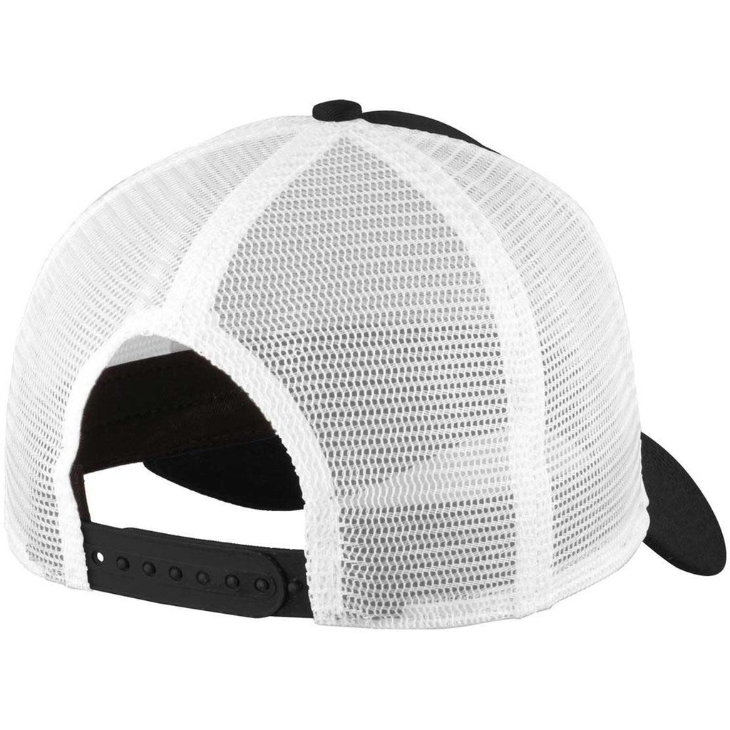 New Era Black/White Snapback Mesh Back Trucker Cap