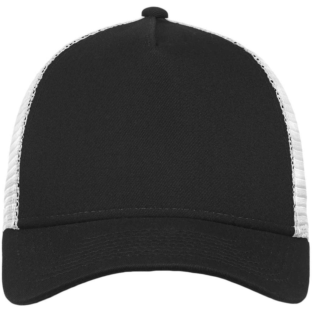 New Era Black/White Snapback Mesh Back Trucker Cap