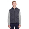 North End Men's Carbon/Black Heather/Black Pioneer Hybrid Vest