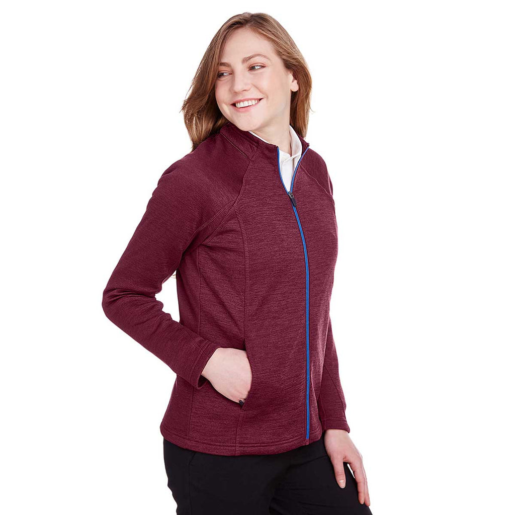 North End Women's Burgundy Heather/Olympic Blue Flux 2.0 Full-Zip Jacket