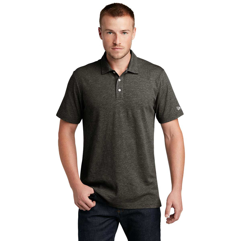 New Era Men's Black Twist Slub Polo