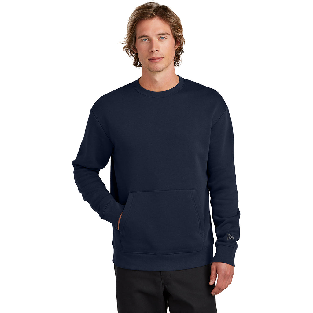 New Era Men's True Navy Heritage Fleece Pocket Crew