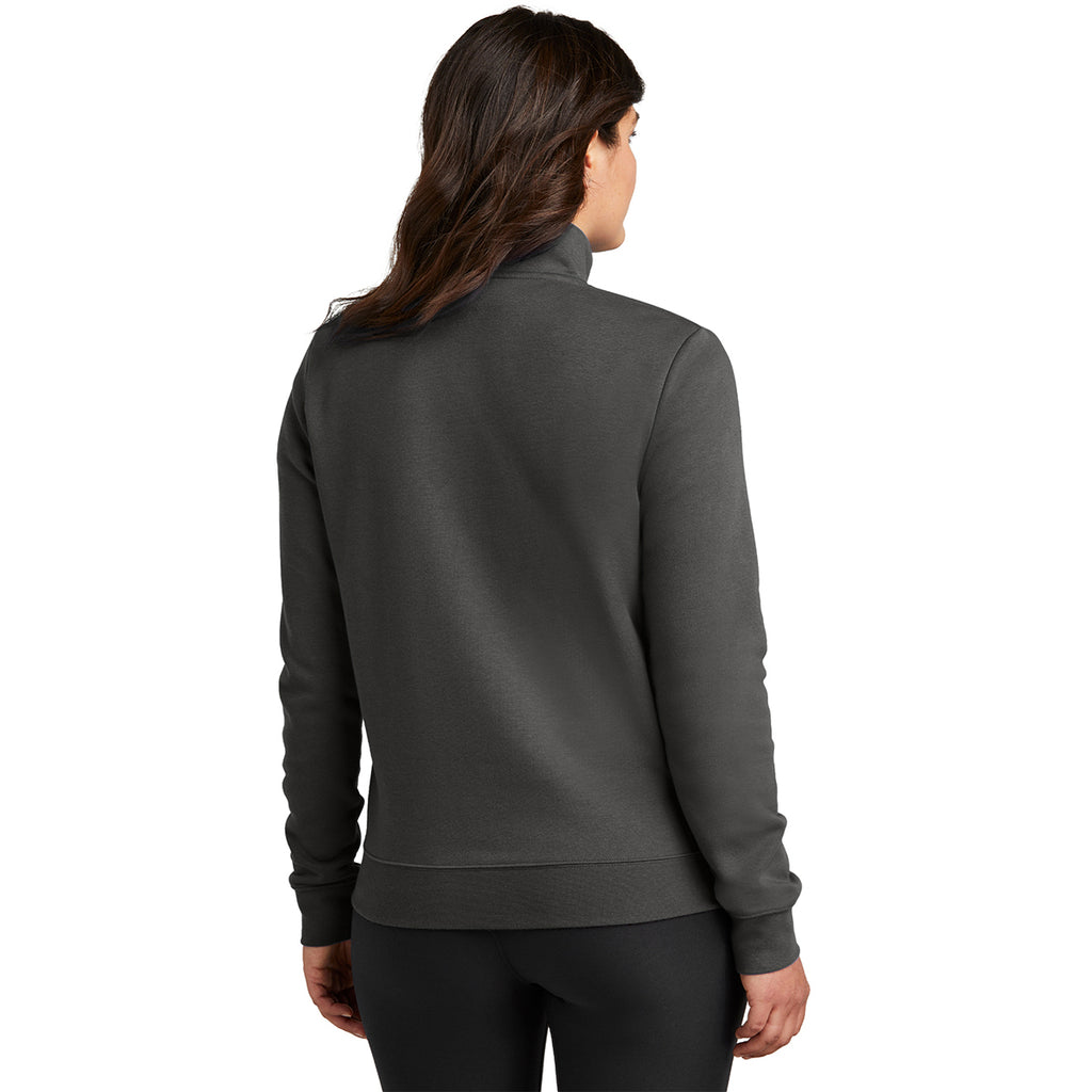 Nike Women's Anthracite Club Fleece Sleeve Swoosh 1/2 Zip