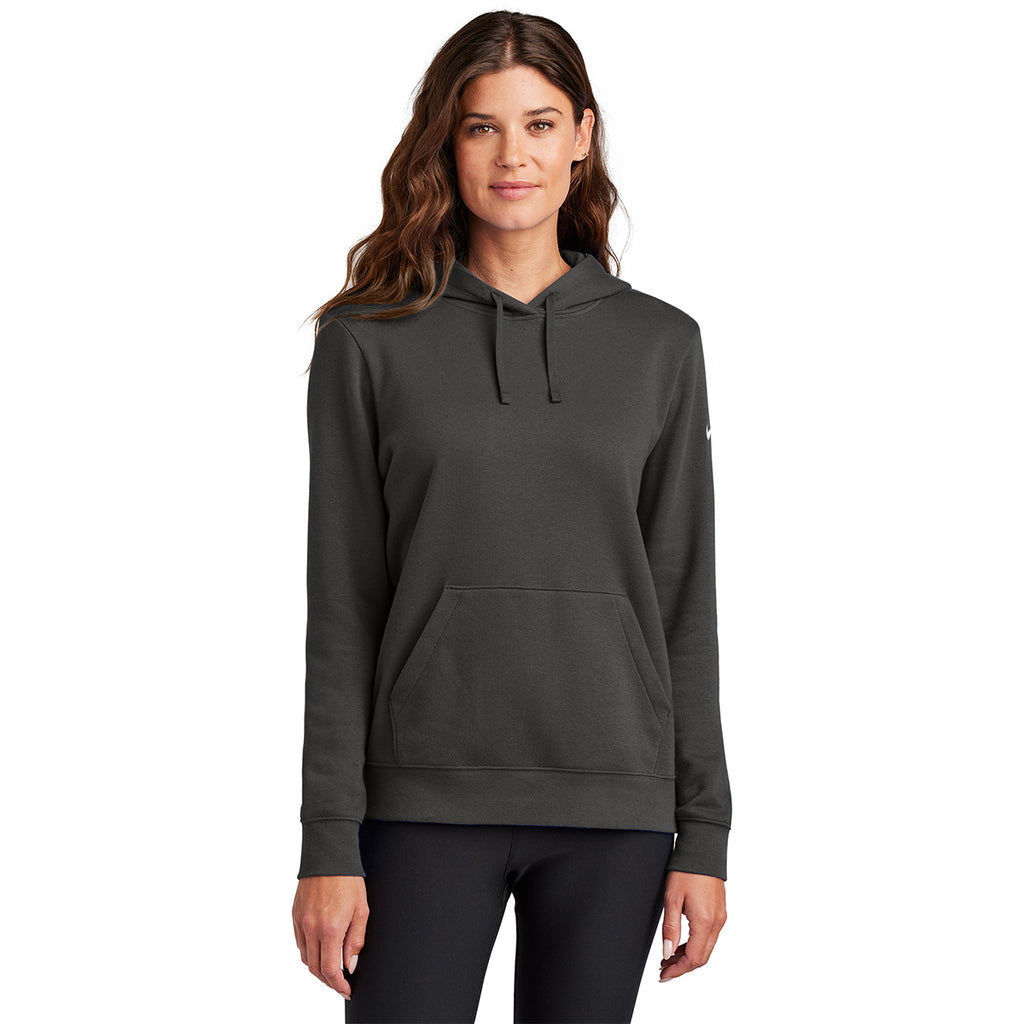 Nike Women's Anthracite Club Fleece Sleeve Swoosh Pullover Hoodie