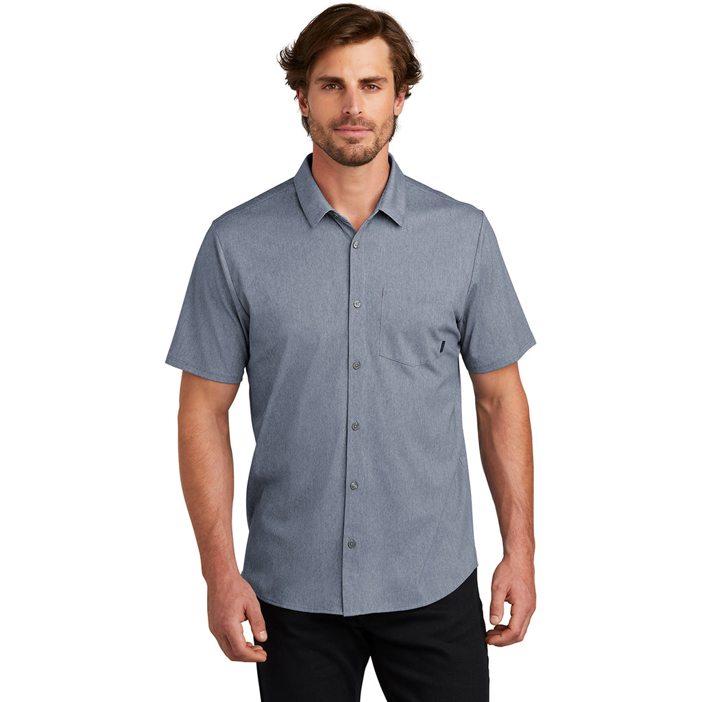 OGIO Men's Deep Blue Heather Extend Short Sleeve Botton Up