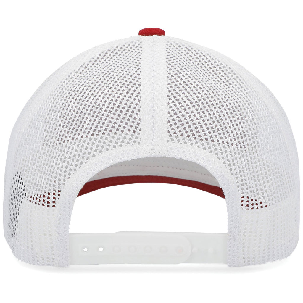 Pacific Headwear Red/White/Red Low-Pro Trucker Cap