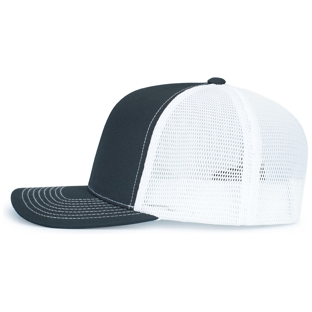 Pacific Headwear Navy/White/NavyContrast Stitch Trucker Pacflex Snapback Cap