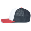 Pacific Headwear White/Navy/RedContrast Stitch Trucker Pacflex Snapback Cap