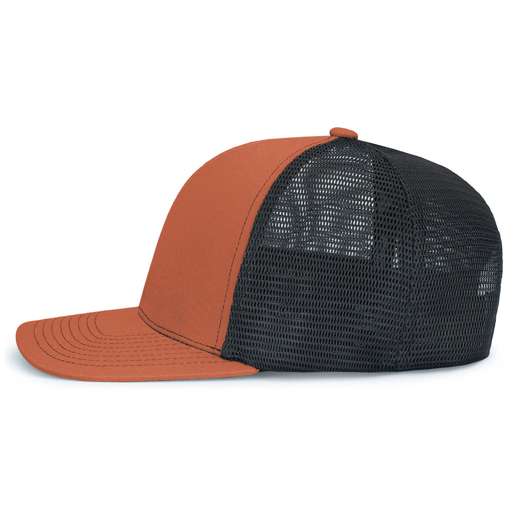 Pacific Headwear Rust/Light Charcoal/RustContrast Stitch Trucker Pacflex Snapback Cap