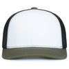 Pacific Headwear White/Light Charcoal/MossContrast Stitch Trucker Pacflex Snapback Cap