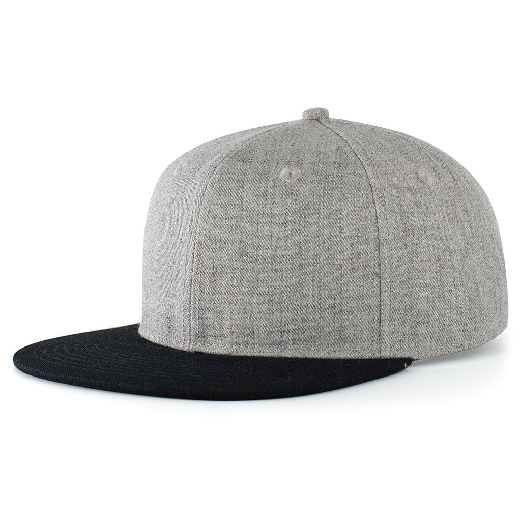 Pacific Headwear Light Heather/Black Wool Blend Heather Snapback Cap