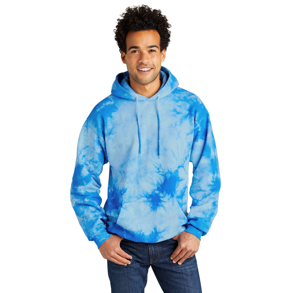 Port & Company Men's Sky Blue Crystal Tie-Dye Pullover Hoodie