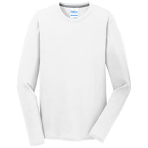 Port & Company Men's White Long Sleeve Performance Blend Tee