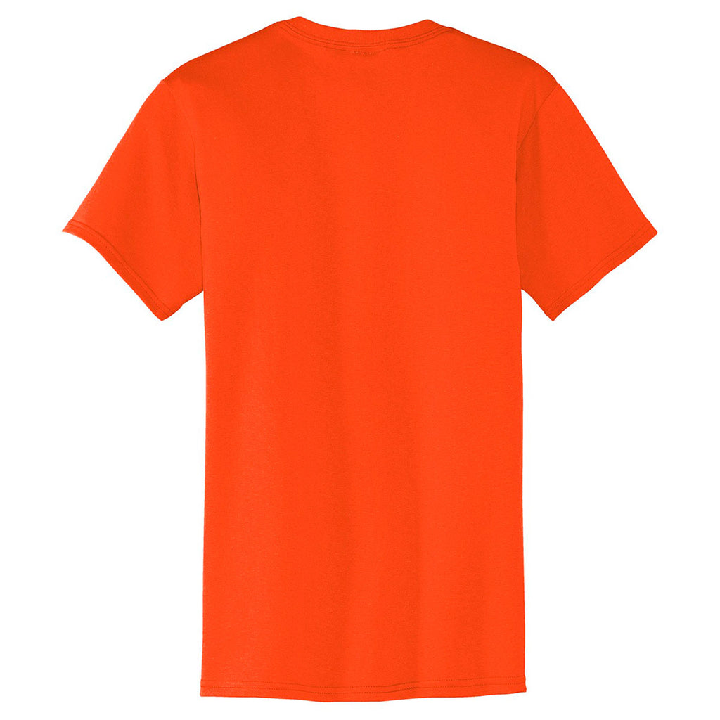 Port & Company Men's Safety Orange Core Blend Pocket Tee