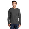 Port & Company Men's Charcoal Long Sleeve Essential Pocket Tee