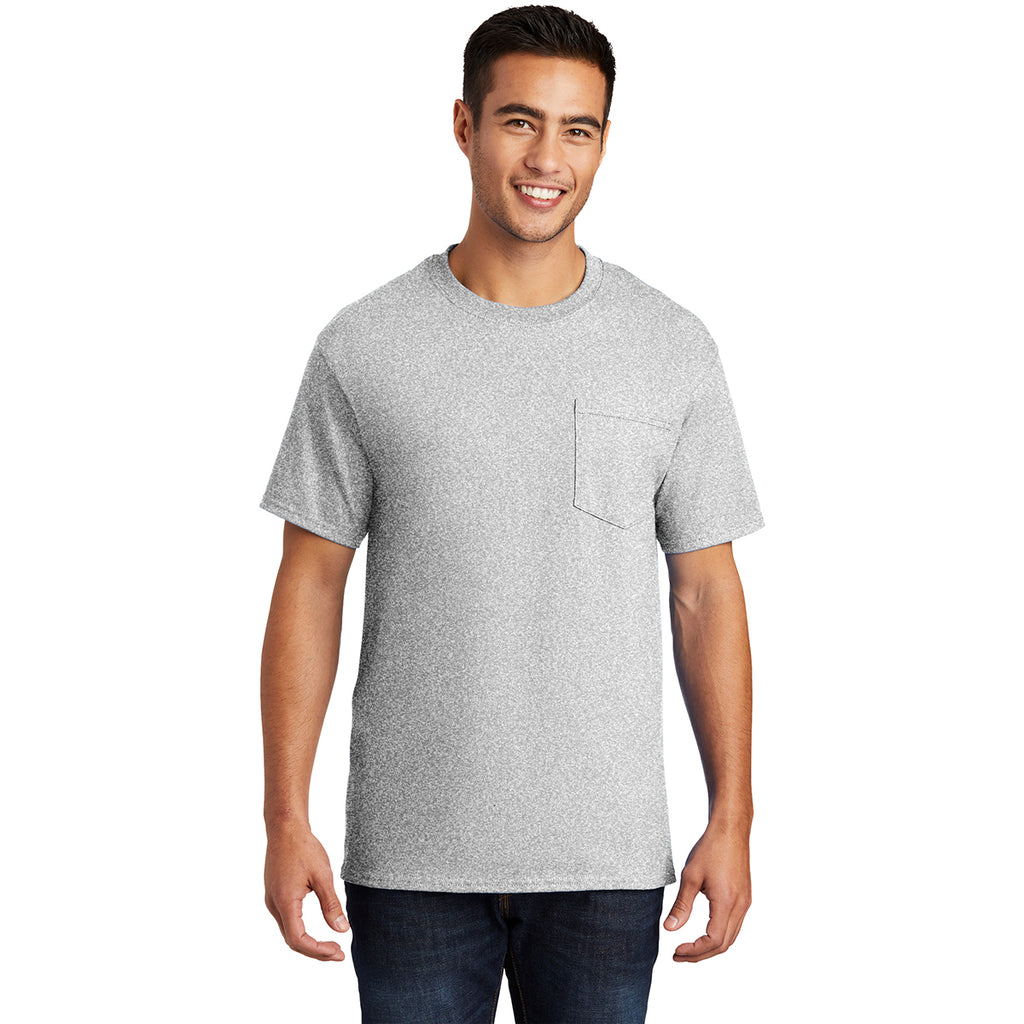 Port & Company Men's Ash Essential Pocket Tee