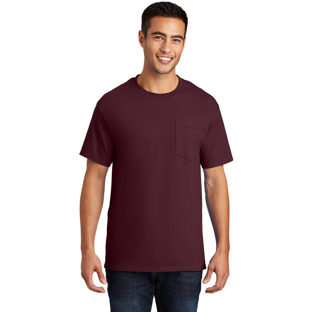 Port & Company Men's Althetic Maroon Essential Pocket Tee