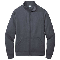 Port & Company Men's Heather Navy Core Fleece Cadet Full-Zip Sweatshirt