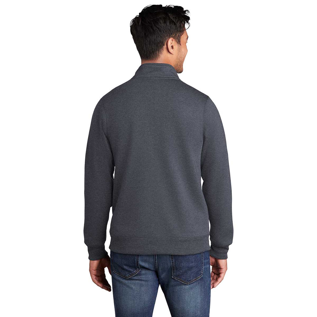 Port & Company Men's Heather Navy Core Fleece Cadet Full-Zip Sweatshirt