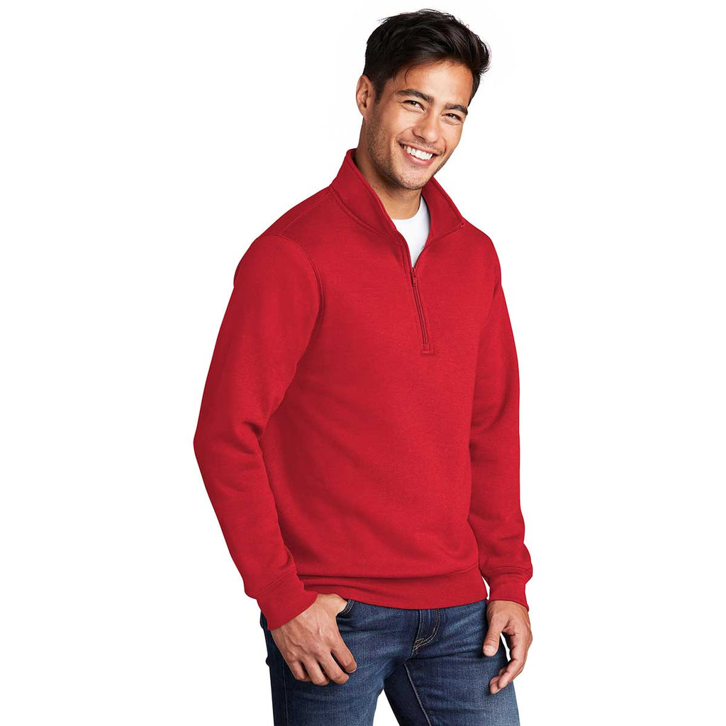 Port & Company Men's Red Core Fleece 1/4 Zip Pullover Sweatshirt