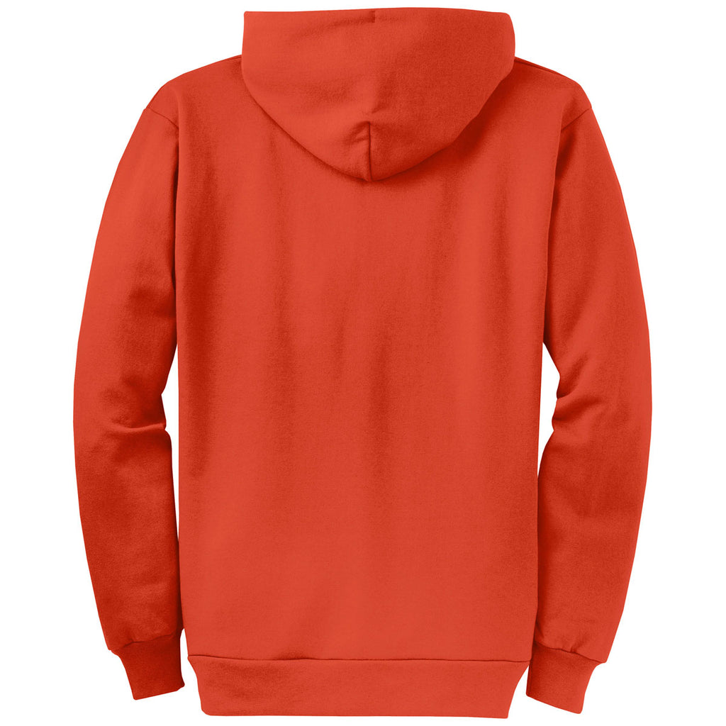 Port & Company Men's Orange Core Fleece Full-Zip Hooded Sweatshirt