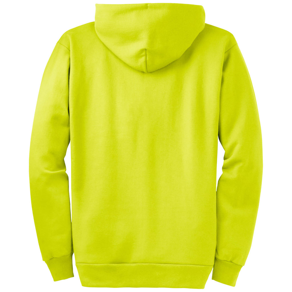 Port & Company Men's Safety Green Essential Fleece Full-Zip Hooded Sweatshirt