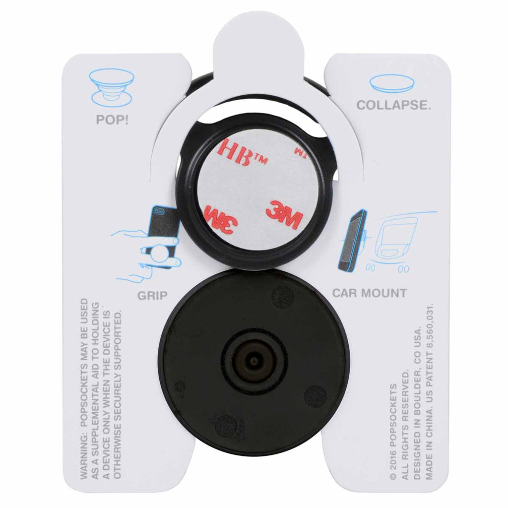 PopSockets Black Vegan Leather Grip Phone Holder with Mount