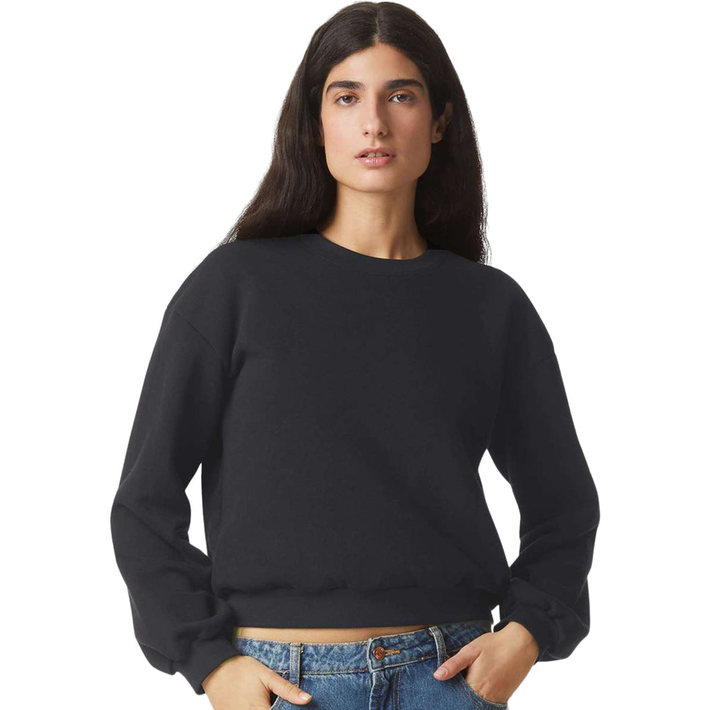 American Apparel Women's Black ReFlex Fleece Crewneck Sweatshirt