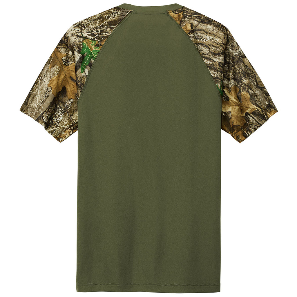 Russell Outdoors Men's Olive Drab Green/ Realtree Edge Realtree Colorblock Performance Tee