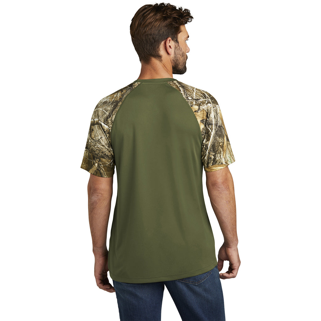 Russell Outdoors Men's Olive Drab Green/ Realtree Edge Realtree Colorblock Performance Tee