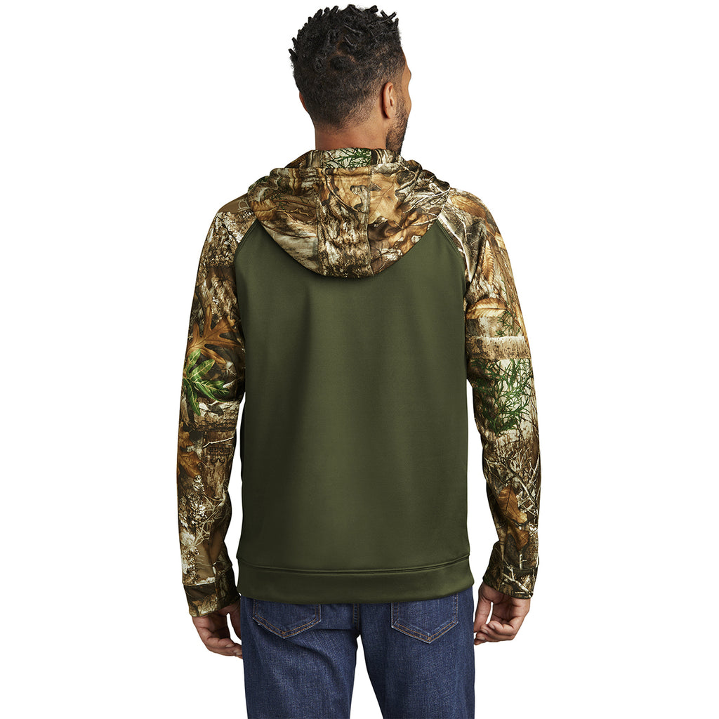 Russell Outdoors Men's Olive Drab Green/ Realtree Edge Realtree Performance Colorblock Full Zip Hoodie