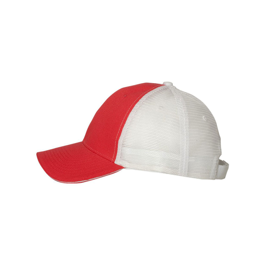 Valucap Red/White Sandwich Trucker Cap